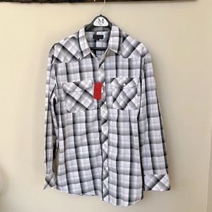 NWT Men’s Plaid Button Down Collared Shirt